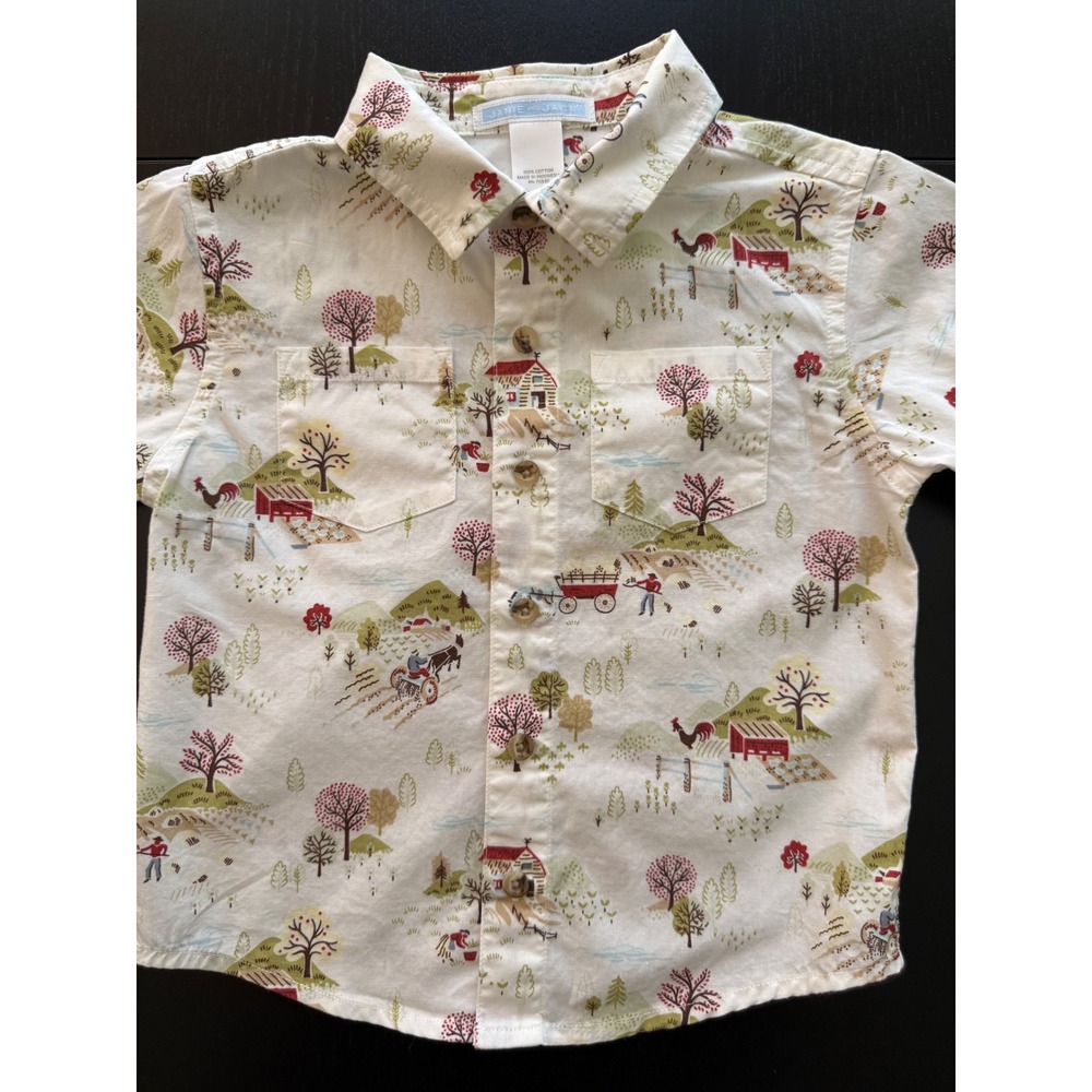 Janie and Jack Toddler Farm Life Shirt Size 12-18 Months Long Sleeve Collared
